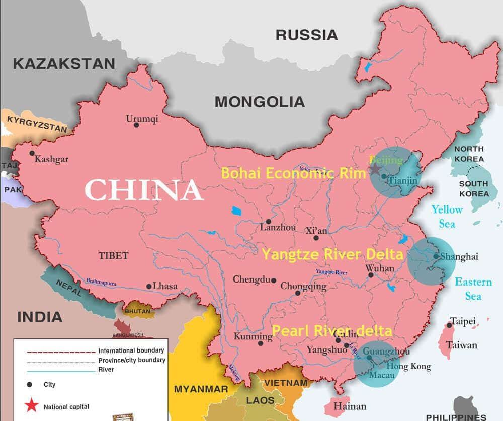 карта партоў Кітая