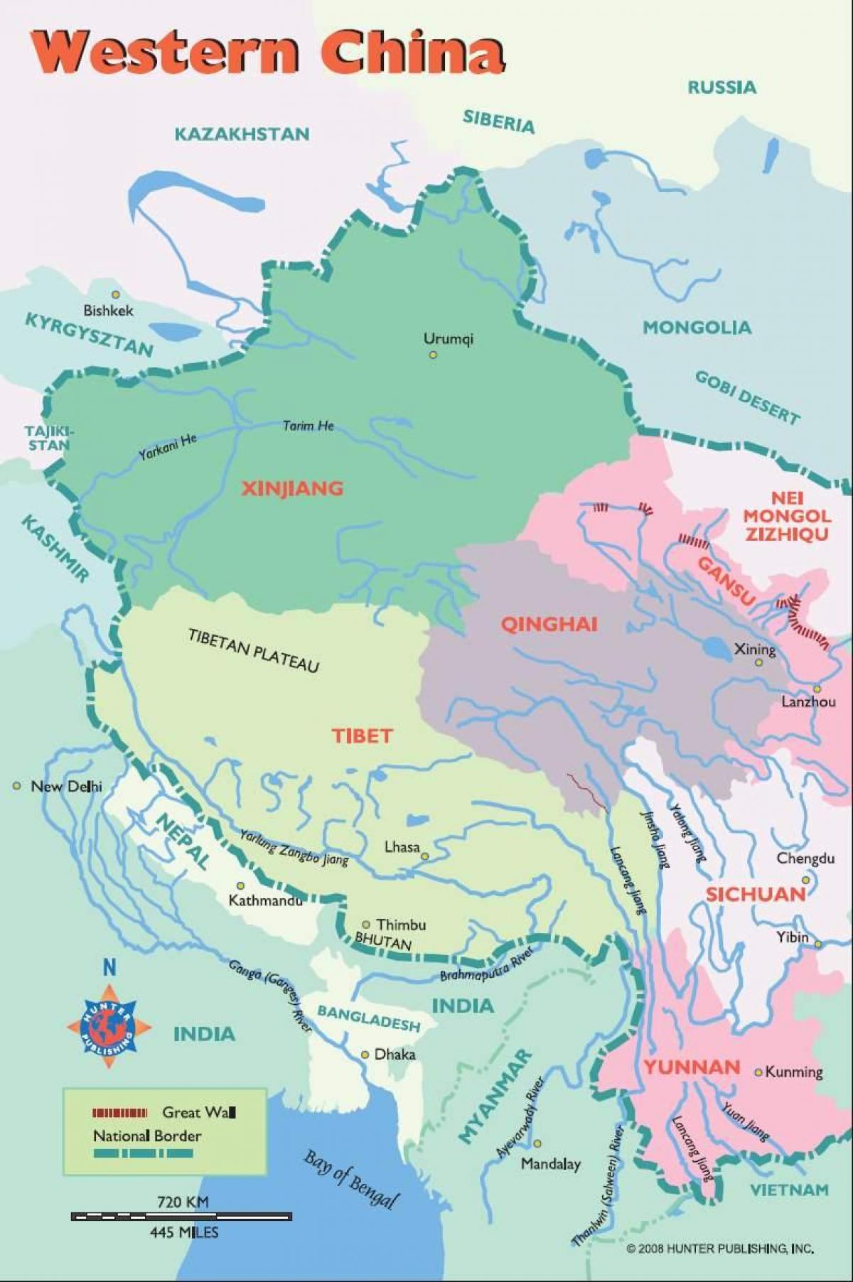 карта Заходняга Кітая