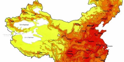 Карту шчыльнасці насельніцтва Кітая