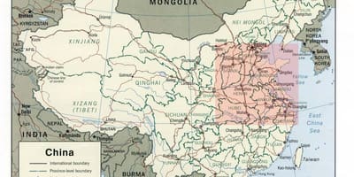 Карта Паўночна-кітайскай раўніны