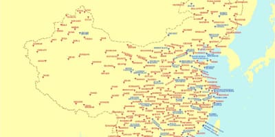 Аэрапорты Кітая на карце