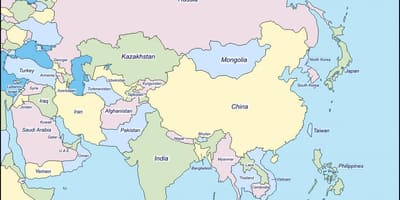 Карта Кітая і сумежных краін