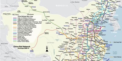 Карта чыгунак Кітая